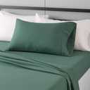 Amazon Basics Lightweight Super Soft Easy Care Wrinkle-Free Breathable Brushed Microfiber 3-Piece Bed Sheet Set with 14-Inch Deep Pockets, Twin XL, Emerald Green, Solid