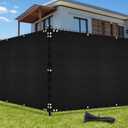 UIRWAY Privacy Screen Fence 4ft x 50ft Black, Heavy Duty 170GSM 90% Blockage Chain Link Fence Privacy Screen, UV Resistant Outdoor Windscreen Shade Net for Backyard Garden Patio Yard with Cable Ties