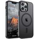 SUPFINE Magnetic for iPhone 13 Pro Case (Compatible with MagSafe) (Military Grade Drop Protection) Slim Translucent Matte Shockproof with Anti-Fingerprint Phone Case,Black