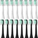 Replacement Toothbrush Heads Compatible with Philips Sonicare16 Pack Soft Replacement Electric Brush Head for 4100 5100 6100 HX9023/65 W Optimal Control Snap-on SystemB&W (Black&white 16p)