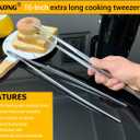JETKONG 2 Pcs 16-Inch Food Tweezers Extra Long Kitchen Tweezer Tong Chopsticks Tongs Large Stainless Steel Cooking Tweezers (Round-Tips)