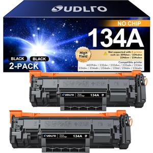 (No Chip) 134A Toner Cartridge Replacement for HP 134A Black Toner Cartridge W1340A 134X W1340X for HP Laserjet Pro M209dw 232dw 232dwc 233sdn 233dw 234dw 234sdw 236dw 236sdw Series Printer, 2 Packs