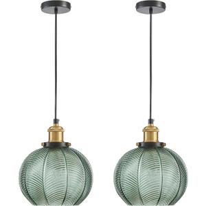 Green Pendant Light 2- Light Kitchen Sink Pendant Lights with Hand Blown Glass Small Hanging Lamp for Kitchen Island Dining Room Bedroom Bathroom Hallway E26