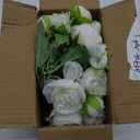 Mkono Peonies Artificial Flowers, Small Silk Flowers for Home Decor Indoor Fake Bouquet Faux Floral Arrangements Dining Table Centerpieces for Kitchen Bridal Wedding Party Decor White