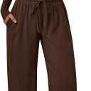 Trendy Queen Women's 2 Piece Matching Lounge Sets Long Sleeve Henley Neck Slightly Crop Top Wide Leg Pants Casual Sweat Suit (X-Large, Coffee)