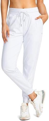 G Gradual Women's Joggers Pants with Zipper Pockets High Waisted Athletic Tapered Sweatpants for Women Workout Lounge White XL