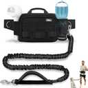 ETACCU Hands Free Dog Leash with Zipper Pouch, Waist Belt for Large Medium Dogs for Running, Walking, Jogging and Hiking, Dual Padded Handles and Durable Bungee - Black (1 Dog Black)