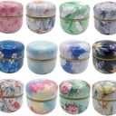 12-Pack Empty Tea Tin Can Candle Containers Loose Tea Tin Box With Lid Sealed Jar Scented Tea Storage Metal Coffee Candy Cans Gift Storage Jewelry Boxes Round Can