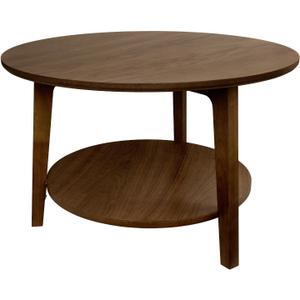 2-Tier Round Coffee Table Wood Nesting Side Table (Walnut, 28x28x18)