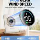 Small Desk Fan, Quiet Portable Table Fan with 100 Speeds, 12 Hrs Cooling, Strong Airflow, Digital Display, 180 Adjustable, Rechargeable Desktop Fan for Bedroom Office Cruise Travel, White