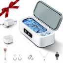 SUNPOW Ultrasonic Jewelry Cleaner Machine Dual Chambers for Contact Lenses & Jewelry, 45kHz Sonic Cleaner for Silver & Gold, Rings, Earrings, Glasses, Watches, Necklaces  Quiet 45dB, Deep Cleaning (White)