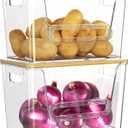 MUDEELA 2 Set Pantry Organizers and Storage, Bag Dispenser with Bamboo Top, Bag Holder Under Sink Organizer for Onion, Potato, Fruit, Produce, Vegetable, Clear (11-7/32"L*7" W*7-1/8"H)