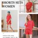 MARZXIN Women 2 Piece Shorts Set 2026 Casual Summer Cruise Outfits Ribbed Loose Short Sleeve Pocket Matching Lounge Sets (XL)