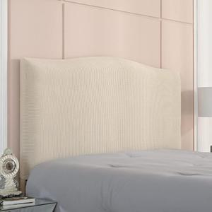 Soft Stretch Bed Headboard Slipcover, Solid Color Dustproof Bed Head Protector Cover for Full Queen King Size Bedroom Decoration (Cream, Full headboard Length(43-55))