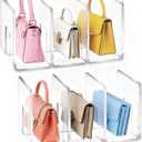 LUGUNU Acrylic Clear Purse Divider Organizer Clear Desk File Sorter Divider Mesh Folder Closet Shelf Storage Office Supplies Stand Holder Bookshelf (2 Pack of 3 Sections)