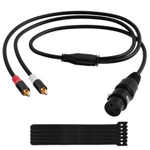 Elecan 3-Pin XLR Female to 2 RCA Male Y Splitter Adapter Cable 25 Ft, Unbalanced Dual RCA to XLR Microphone Stereo Audio Interconnect Cable Patch Cord for Speaker Condenser Mic Mixer AMP +5 Ties