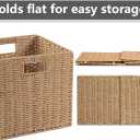 10.5x10.5inch Storage Basket,1Pcs Paper Brown Rope Woven Baskets, Foldable Handwoven Storage Cubes, Wicker Cube Baskets Laundry Organizer Totes for Bathroom Bedroom Laundry Pantry or Shelves