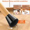 Chair Leg Floor Protectors Large 24Pcs,Silicone Chair Leg Protectors for Hardwood Floors/Tiles,360Wrapped Felt Bottom to Prevent Scratch and Reduce Noise, Round Black(Fit:1.2"-1.5")