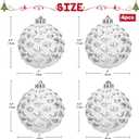 Briful 100mm/4 Rustic Large Christmas Ball Ornaments 4PCS White and Silver Textured Vintage Xmas Balls Decorative Baubles for Christmas Tree Wreath Garland Holiday Farmhouse Home Decor