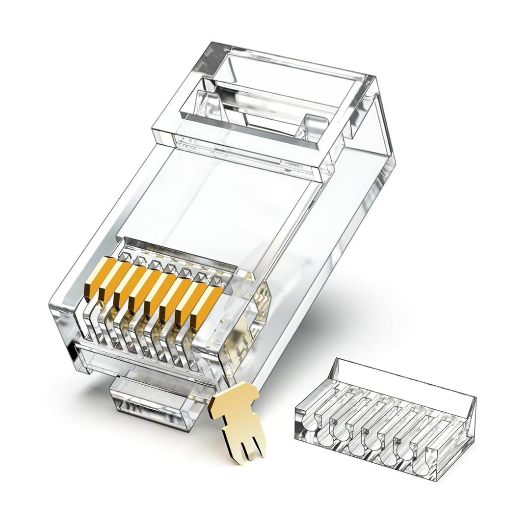 Cat6 Connector RJ45 Connectors 100pcs UTP 8P8C RJ45 2 Pieces Load Bar Modular Plug Gold Plated Durable and Strong Connection for Cat6 Cat5e