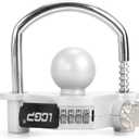 LCGP Trailer Hitch Lock with Combination Lock, Fits 1-7/8,2 and 2-5/16 Inch Couplers,Adjustable Storage Security, Heavy-Duty Steel, Silver Grey (Gray)