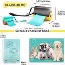 3 in 1 Dog Poop Bags Holder with Built-in LED Flashlight for Leash and Metal Clip for Hanging Used Bags Bi-Color Dog Poop Dispenser with Wristler(2 Holder 30 Bags, Blue&Black)