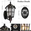 2-Pack Motion Sensor Outdoor Wall Lights, Dusk to Dawn Porch Lights Wall Mount, Exterior Light Fixtures Sconces Lighting, Black with Gold Trim Wall Lanterns Outside Lights for House Garage Front Door