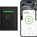 Kwikset Halo Touch Fingerprint Wi-Fi Smart Lock, Keyless Entry Door Low Profile Deadbolt, Geofence Auto-Unlock, Grade AAA Certified, No Hub Easy Install, Matte Black, Square