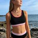Kxuryueo Girls Two Piece Swimsuits Color Block Bikini Sets with Chest Pad for Teen Size 13 14