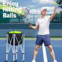 YooKoo Tennis Ball Hopper for 150 Balls, Tennis Ball Basket for Serve Training, Foldable Tennis Ball Cart with Storage Bag, Portable Pickleball Baseball Hopper Basket