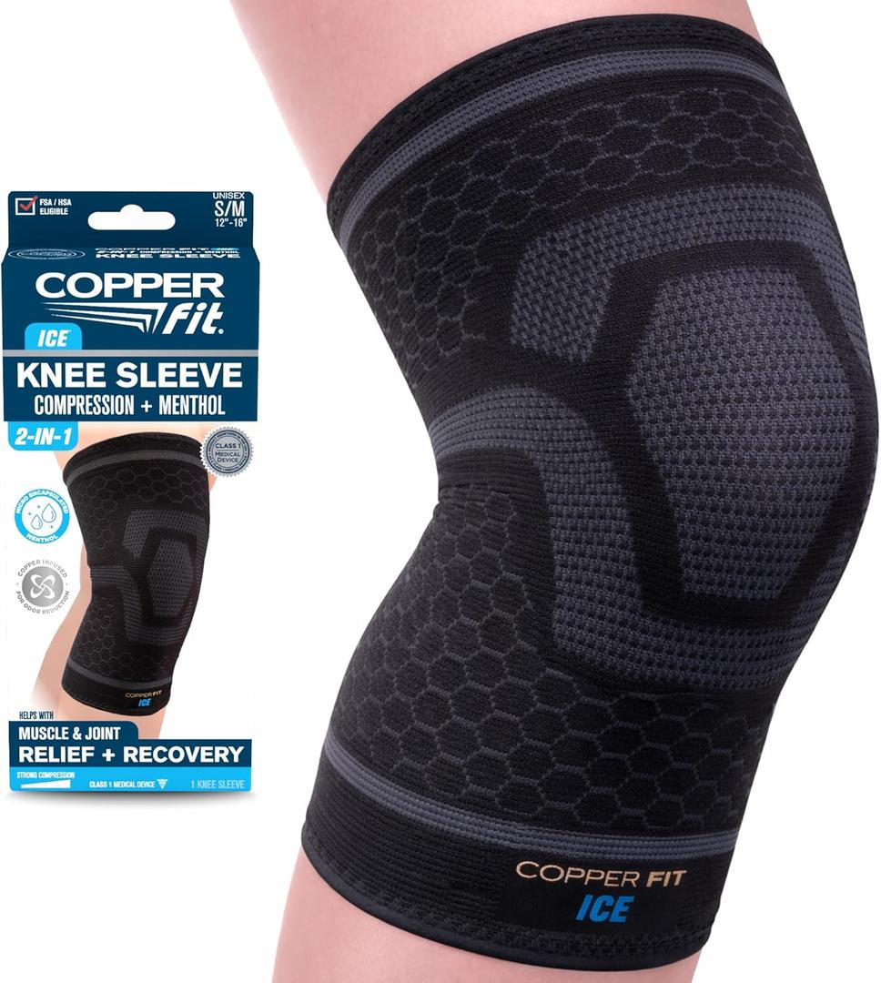Copper Fit ICE Knee Compression Sleeve Infused with Menthol S/M