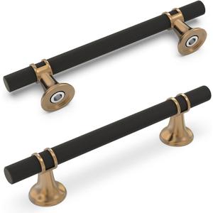 10 Pack 5 Inch Cabinet Pulls knurled Matte Black and Champagne Bronze Kitchen Cabinet Handles Aluminum and Zinc Alloy Drawer Pulls Solid Cabinet Hardware