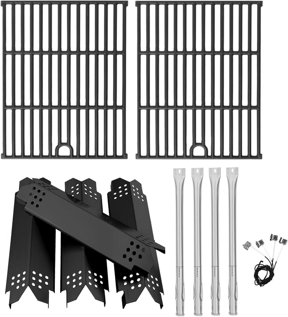 Grill Parts for Nexgrill 4 Burner 720-0925 720-0925P 720-0925PG, Cooking Grate, Heat Shield and Burner Kit for Nexgrill 720-0925P Replacement Parts for Nexgrill 4 Burner 720-0925