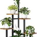 Corner Plant Stand Indoor, 6 Tiered Corner Plant Shelf Flower Stand for Multiple Plants, Plant Shelves Organizer Rack for Living Room, Balcony, Patio, Garden, Square Rustic Brown