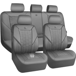 CAR PASS 3D Foam Linen Leather Car Seat Covers Front Seats,Piping Quilting Water Resistant Linen Front Seat Covers for Car,Universal Fit for SUV Truck Sedan Automotive,Armrest Airbag Compatible, Gray