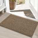 BEQHAUSE Dirt Trapper Door Mat 20" x 32", Non-Slip Washable Doormats Entrance Mat, Dirt Resistant and Absorbent Welcome Mat, Low Profile Floor Mats for Front Back Door and Entryway, Beige
