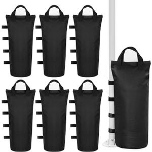 6 Pack Canopy Weight Sand Bags Black 168 LBS Large Canopy Support Frame Fixed Sandbag Windproof Sandbag for Instant Outdoor Sun Shelter Patio Umbrella (No Sand) (6-PCS) (Black)