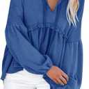 Limerose Womens Tunic Top Casual Long Sleeves Peplum Babydoll Ruffle Knit Hoodies Pullover  Large