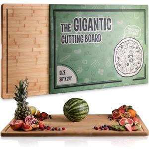 Massive Extra Large Cutting Board for Kitchen 30 X 20 by Grizzly Living - Heavy Duty Bamboo Chopping Boards for Meat, Veg & Charcuterie - Large Wooden Stove Top & Countertop (36" x 24")