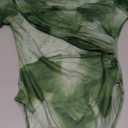 Milumia Women's Tie Dye Wrap Front Ruched Mesh Tee Bodysuit Long Sleeve Leotard Tops (Green) S