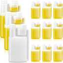 Lounsweer 12 Pcs Plastic Flask with Built in 1oz Shot Glass Graduated Chamber with Caps, Measuring Bottles One for Filling and One for Dispensing, to Store, Measure Dispense Liquids (32oz)