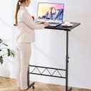 COMHOMA Standing Desk Adjustable Height & Tiltable Tabletop, Portable Stand Up Desk for Laptop, Mobile Folding Desk for Home Office Work and Walking Pad Treadmill, Height 30.7"-46.4", Black