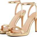 Elisabet Tang Women’s Stilettos Heeled Sandals Open Square Toe Heels,4.3 Inch Open Toe Strappy Sexy High Heels Ankle Strap Buckle Heels for Party Wedding Dress Daily Wear Shoes EUR39