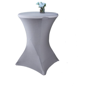 24x43 Inch Grey Cocktail Tablecloth Spandex Round Fitted Table Cover for Wedding Banquet Event Party