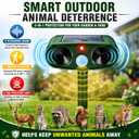 2 Pcs Upgraded Deer Repellent Devices,Solar Animal Repellent Ultrasonic Outdoor for Cats Squirrels Racoons Rabbits Foxs Dogs Skunks,IP65 Waterproof Motion Sensor Animal Repeller Deterrent for Garden