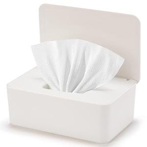 Baby Wipes Dispenser, Wipe Holder for Baby & Adult,Keeps Wet Tissue Fresh, Non-Slip Wipes Case, Flushable Wipe Container with Sealing Design Lid (White)