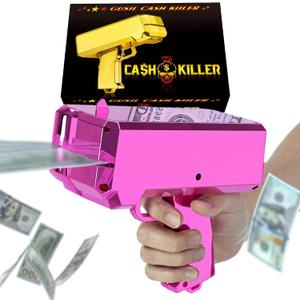Money Gun ShooterGusil Cash Cannon Bills Gun Make It Rain Toy Gun,Handheld Spary Cash Gun for Game Movies Party Supplies (Pink)