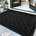 Color&Geometry Large Front Door Mat Outside Entrance, Heavy Duty Non Slip Low Profile Doormat for Entryway, Trap Dirt and Moisture Welcome Mats All-Weather, Easy Clean, Patio, Garage, 36"x60" Black