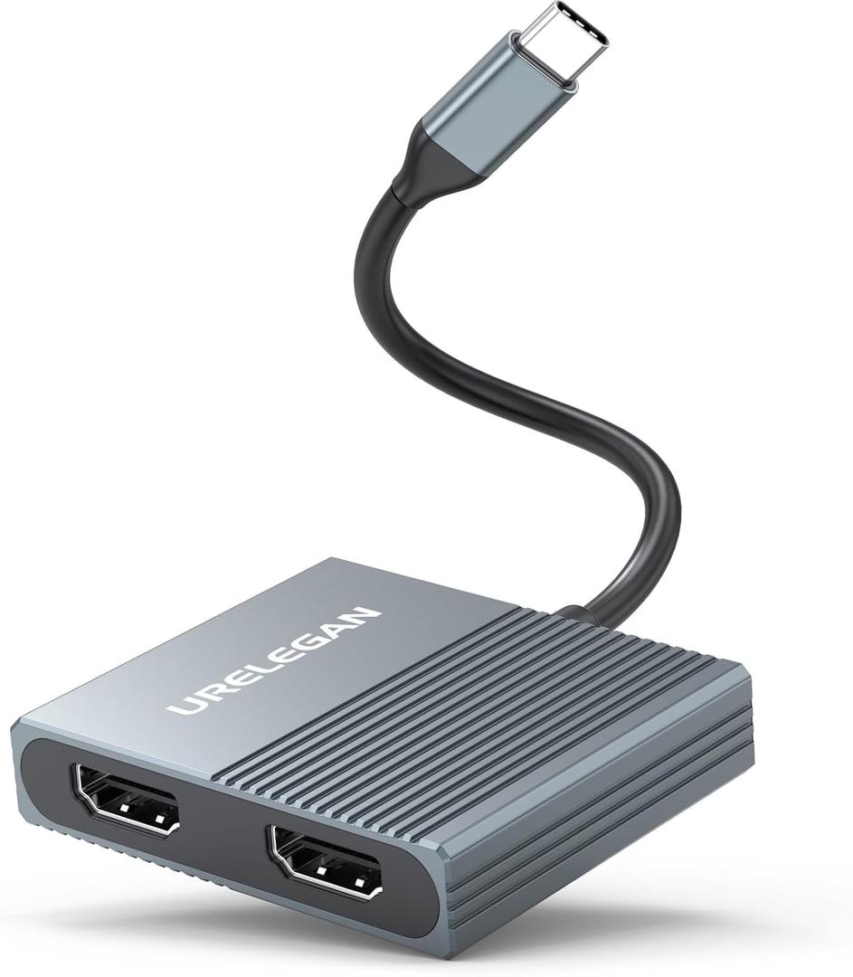 USB C to Dual HDMI Adapter Splitter 4K@60Hz, USBC to 2 HDMI Hub Extended Display for Windows (Thunderbolt 3/4 Compatible) Dual Monitor for Phone, Tablet, Laptop, Computer and More