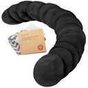 Organic Nursing Pads - 14 Washable Breast Pads for Breastfeeding, Wash Bag, Viscose Derived from Bamboo Reusable Nipple Covers for Breastfeeding Essentials, Soft & Absorbent(Midnight Black, L 5")